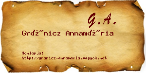 Gránicz Annamária névjegykártya